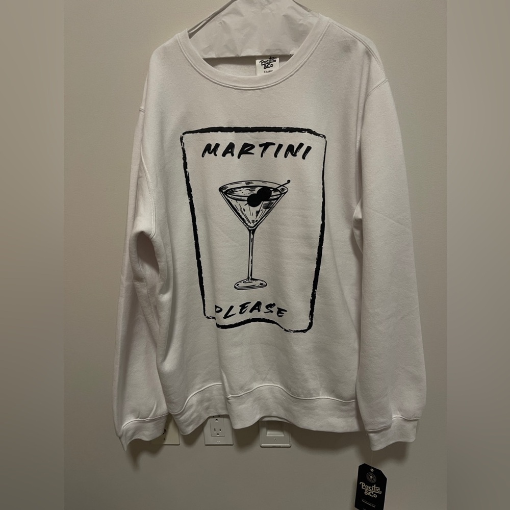 martini, please white Pacific&Co XL crewneck sweatshirt